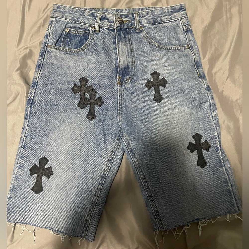 Chrome Hearts Blue and Black Men Jeans